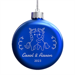Personalized Unicorn Hug Love Name - LED Glass Round Ornament