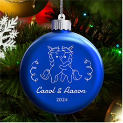 Personalized Unicorn Hug Love Name - LED Glass Round Ornament