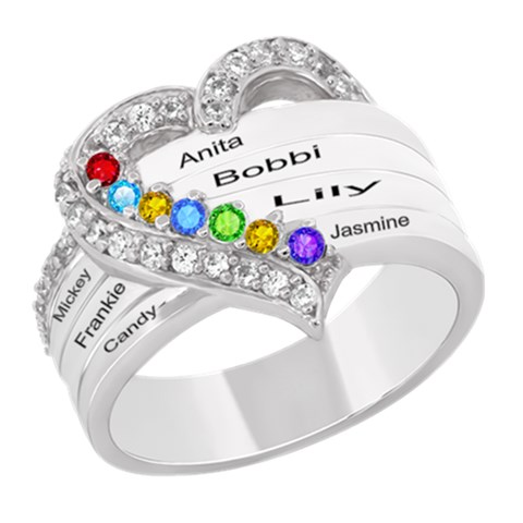 Diamond 7 Name Heart Ring By Alex Front