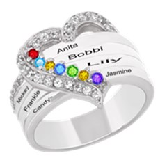 Diamond 7 Name Heart Ring - 925 Sterling Silver Ring Diamond 7 Name Heart Ring - 925 Sterling Silver Ring