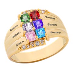 Diamond 6 Name Square Ring - 925 Sterling Silver Ring Diamond 6 Name Square Ring - 925 Sterling Silver Ring