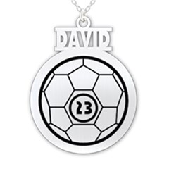 Personalized Name Sport Sign with Number - 925 Sterling Silver Pendant Necklace