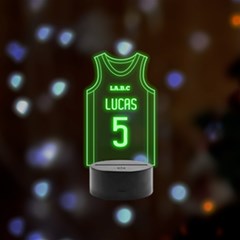 Personalized Text Basketball Kit - Remote LED Acrylic Message Display (Black Round Stand) 
