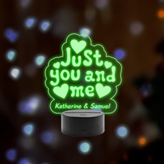 Personalized Name Just You and Me - Remote LED Acrylic Message Display (Black Round Stand) 