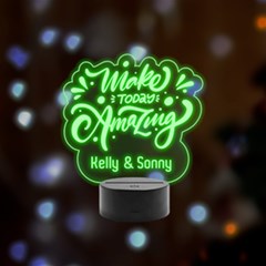 Personalized Name Make Today Amazing - Remote LED Acrylic Message Display (Black Round Stand) 