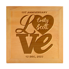 Personalized Love Anniversary Date Name - Wood Photo Frame Cube