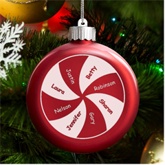 Personalized Family Name Circle - LED Glass Round Ornament