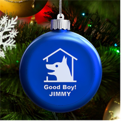 Personalized Name Dog Houes - LED Glass Round Ornament