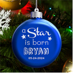 Personalized New Birth Baby Name - LED Glass Round Ornament