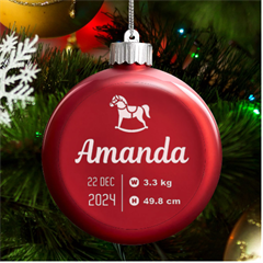 Personalized New Birth Baby Name - LED Glass Round Ornament