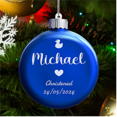 Personalized New Birth Baby Any text Name - LED Glass Round Ornament