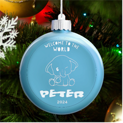 Personalized Welcome to the World Name - LED Glass Round Ornament