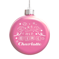 Personalized baby girl - LED Glass Round Ornament