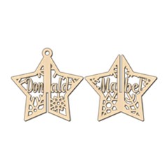 Personalized Star Snowflake Couple Name - Wood Ornament