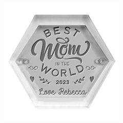 Personalized Best Mom in the World Name - Hexagon Wood Jewelry Box