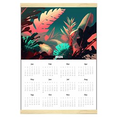Personalized Tropical Palm and Monstera Leaves - Canvas Yearly Calendar 16  x 22 