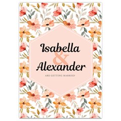 Pink Floral Wedding - Invitation Card 5  x 7 