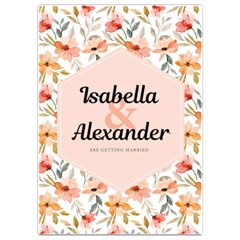 Pink Floral Wedding - Invitation Card 5  x 7 