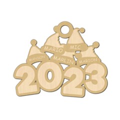 Personalized 5 Names Santa Hats Christmas Family 2023 - Wood Ornament
