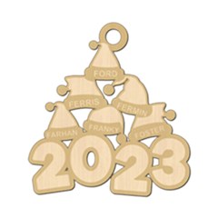 Personalized 6 Names Santa Hats Family 2023 - Wood Ornament