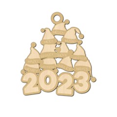 Personalized 11 Names Santa Hats Christmas Family 2023 - Wood Ornament