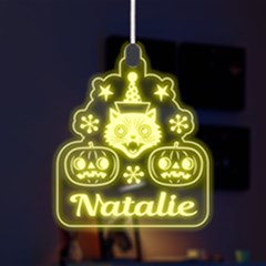 Personalized Halloween Cat Pumpkin Name - LED Acrylic Ornament