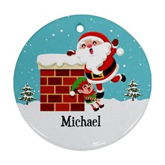 Personalized Christmas Elf Santa - Ornament (Round)