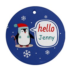 Personalized Christmas Penguin - Ornament (Round)