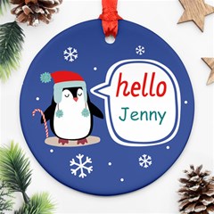 Personalized Christmas Penguin - Ornament (Round)