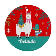 Personalized Christmas Alpaca - Ornament (Round)