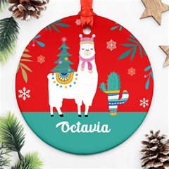 Personalized Christmas Alpaca - Ornament (Round)