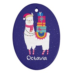 Personalized Christmas Alpaca Presents - Ornament (Oval)