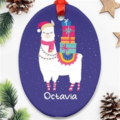 Personalized Christmas Alpaca Presents - Ornament (Oval)