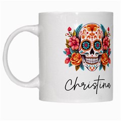 Personalized Halloween Bones Skull Finados Name - White Mug