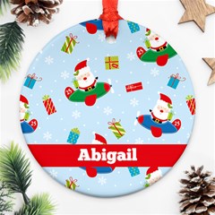 Personalized Christmas Santa in Airplane - Ornament (Round)