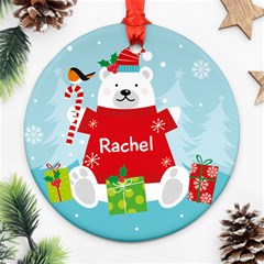 Personalized Christmas Bear - Ornament (Round)