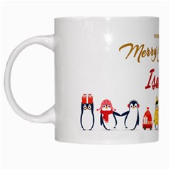 Personalized Merry Christmas Penguin Family Name - White Mug