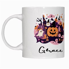 Personalized Halloween Pumpkin Ghost Illustration Name - White Mug