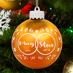 Personalized Wedding Couple Date Name - LED Glass Sphere Ornament