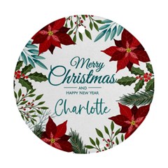 Personalized Christmas Poinsettia - Ornament (Round)