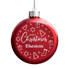 Merry Christmas Icons - LED Glass Round Ornament