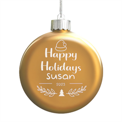 Happy Holidays - LED Glass Round Ornament