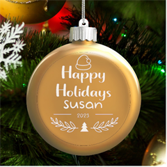 Happy Holidays - LED Glass Round Ornament