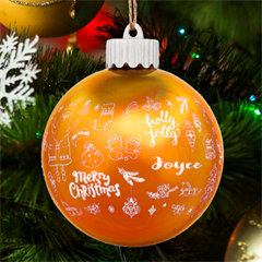 Personalized Merry Christmas illustration Name - LED Glass Sphere Ornament