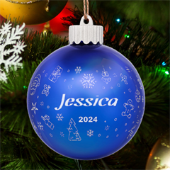 Personalized Merry Christmas Graphic Name - LED Glass Sphere Ornament