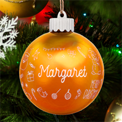 Personalized Merry Christmas illustration Name - LED Glass Sphere Ornament