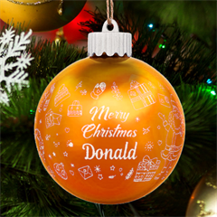 Personalized Merry Christmas illustration Name - LED Glass Sphere Ornament