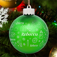 Personalized Merry Christmas Graphic Name - LED Glass Sphere Ornament