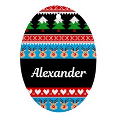 Personalized Name Christmas Knitting Pattern - Ornament (Oval)