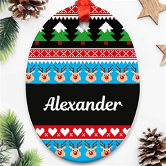 Personalized Name Christmas Knitting Pattern - Ornament (Oval)